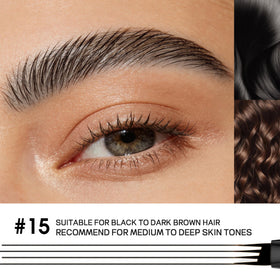 Espoce eyebrow before and after, visible natural-looking fill and enhanced brow shape