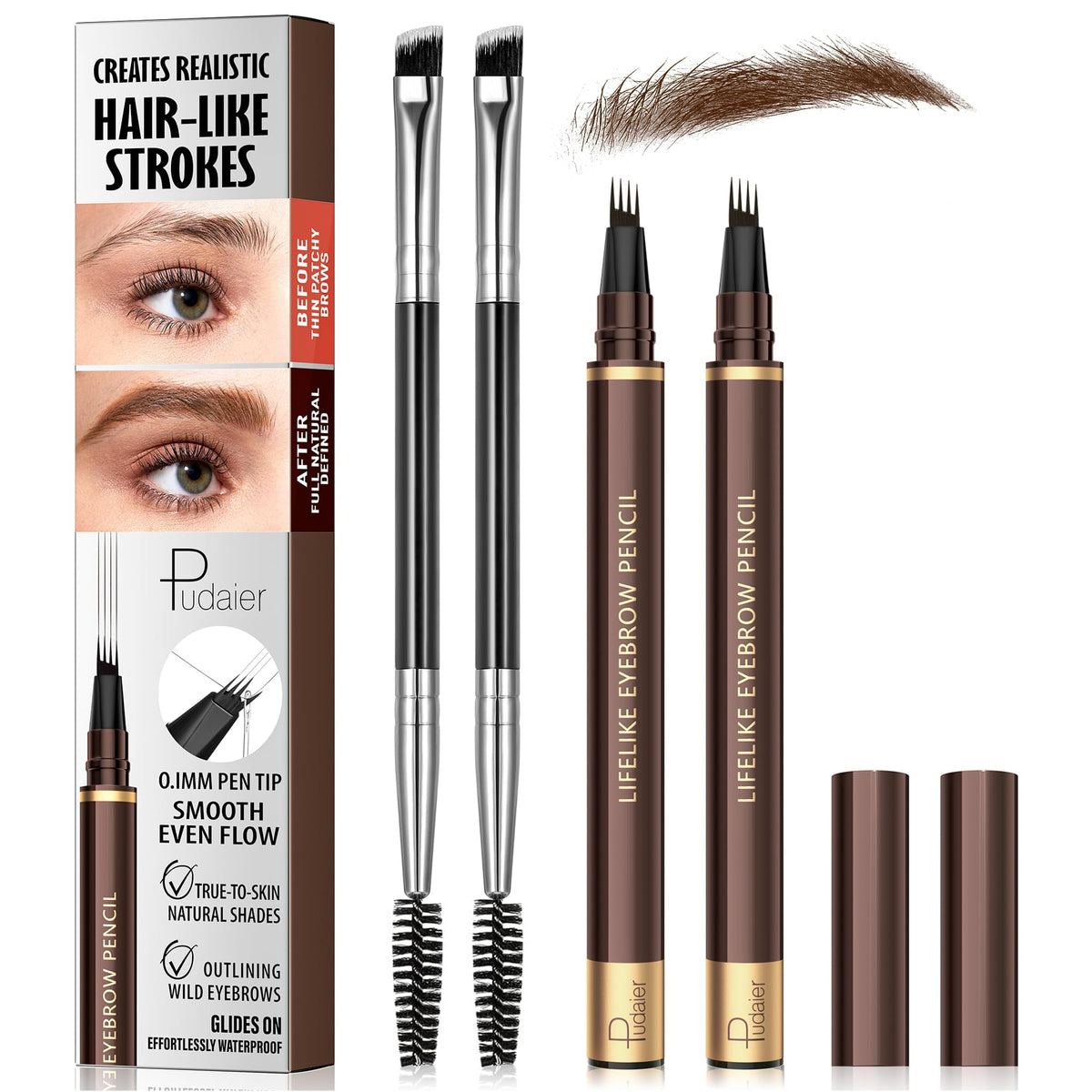 Espoce front packaging showing two pens and brushes for convenience