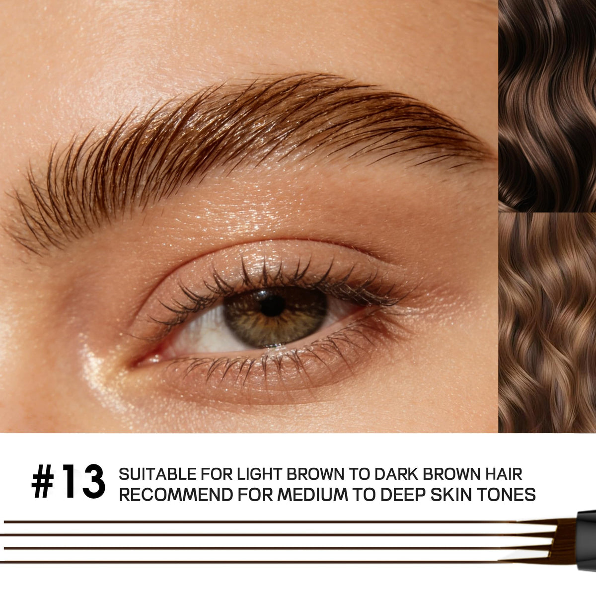 Espoce lineup of brunette shade swatches on card showing color options benefit shade matching