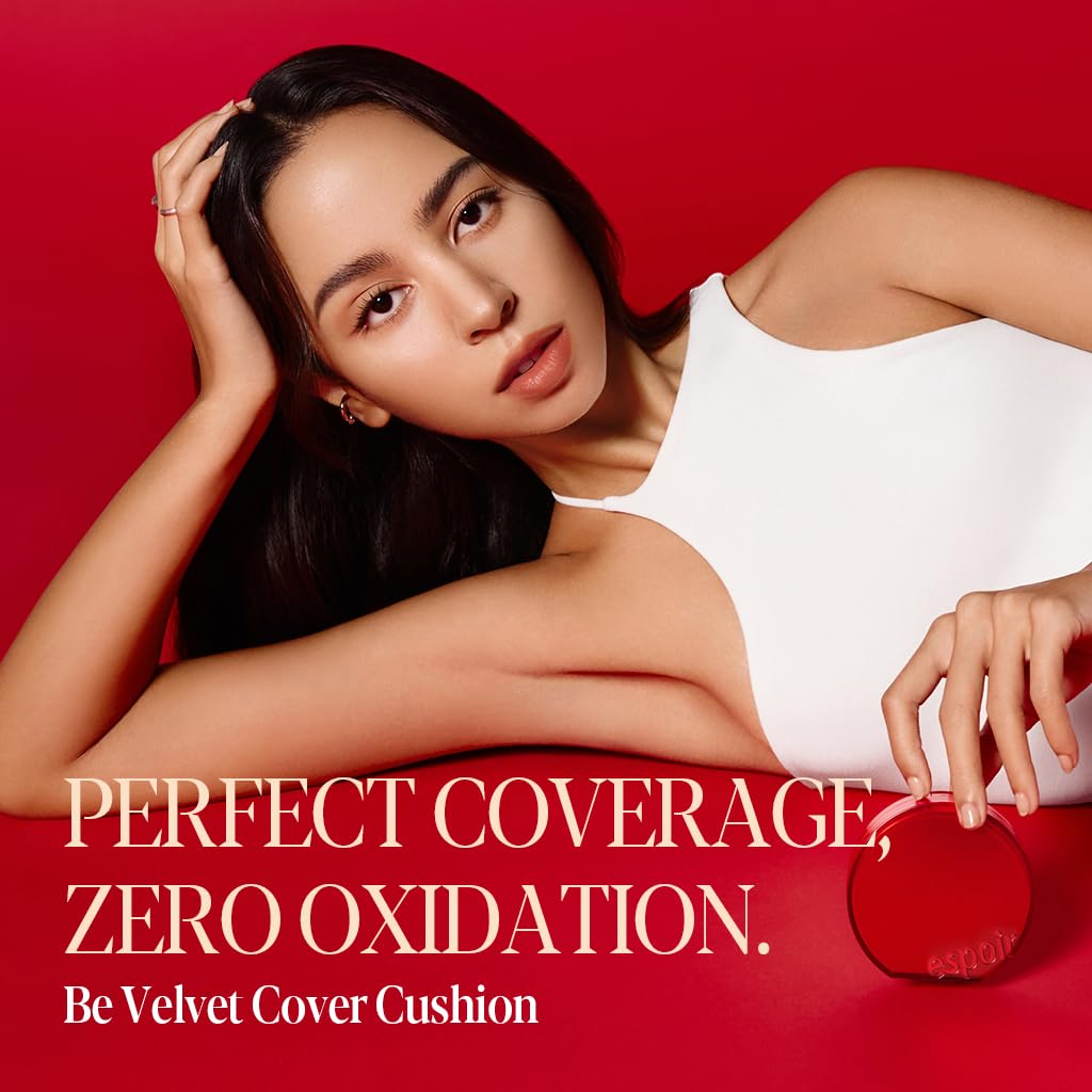 Espoir before and after face comparison showing natural full-coverage result