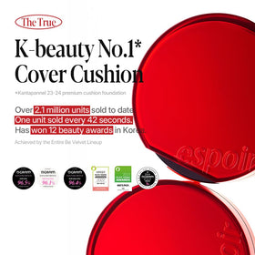 Espoir packaging label close-up showing shade and cruelty-free certification benefit