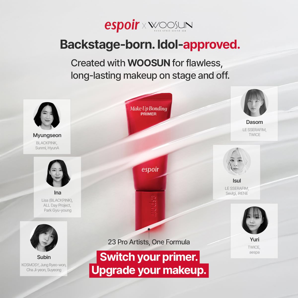Espoir bonding primer on a vanity with brushes portraying everyday routine and polished finish
