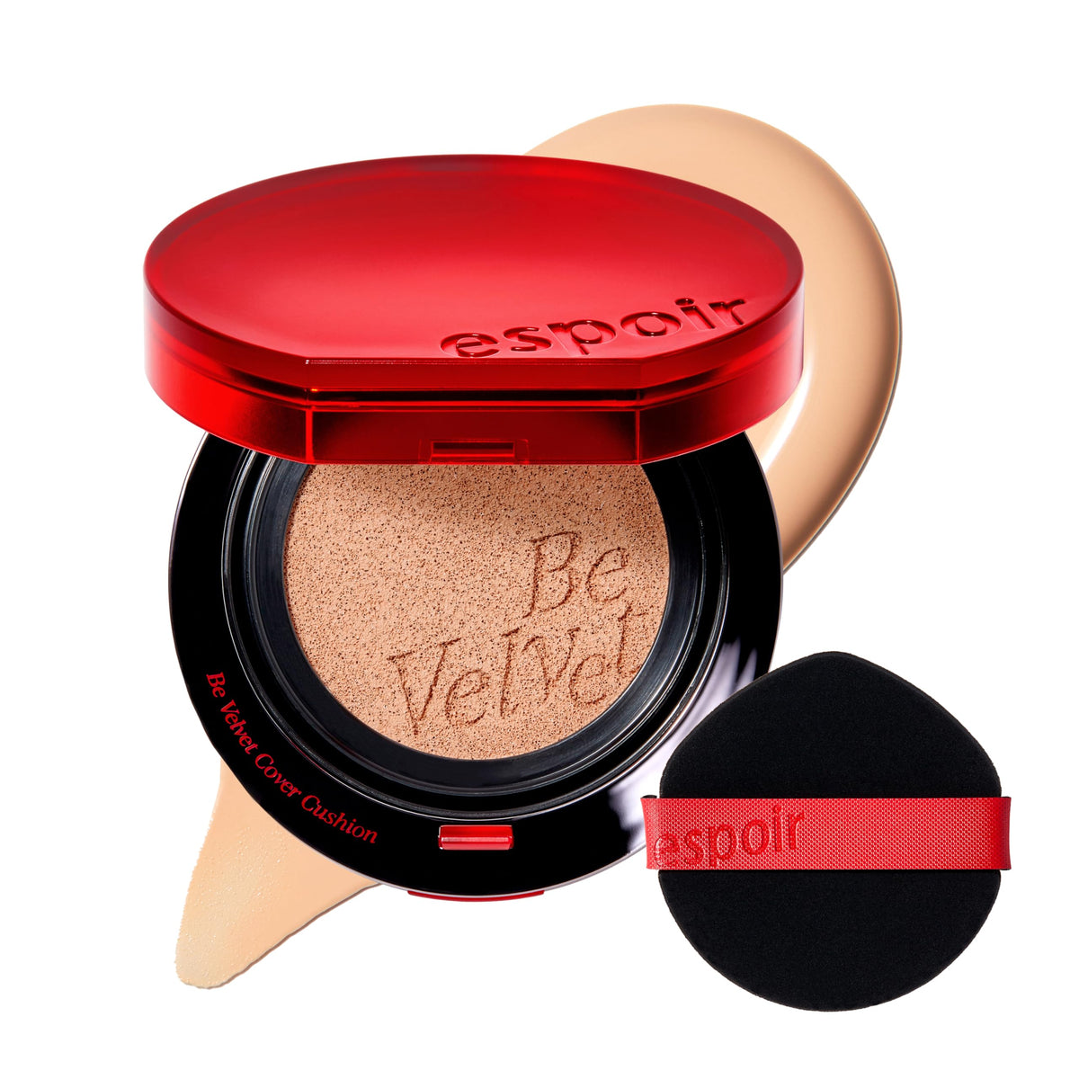 Espoir cushion compact front closed showing sleek packaging and travel-ready design