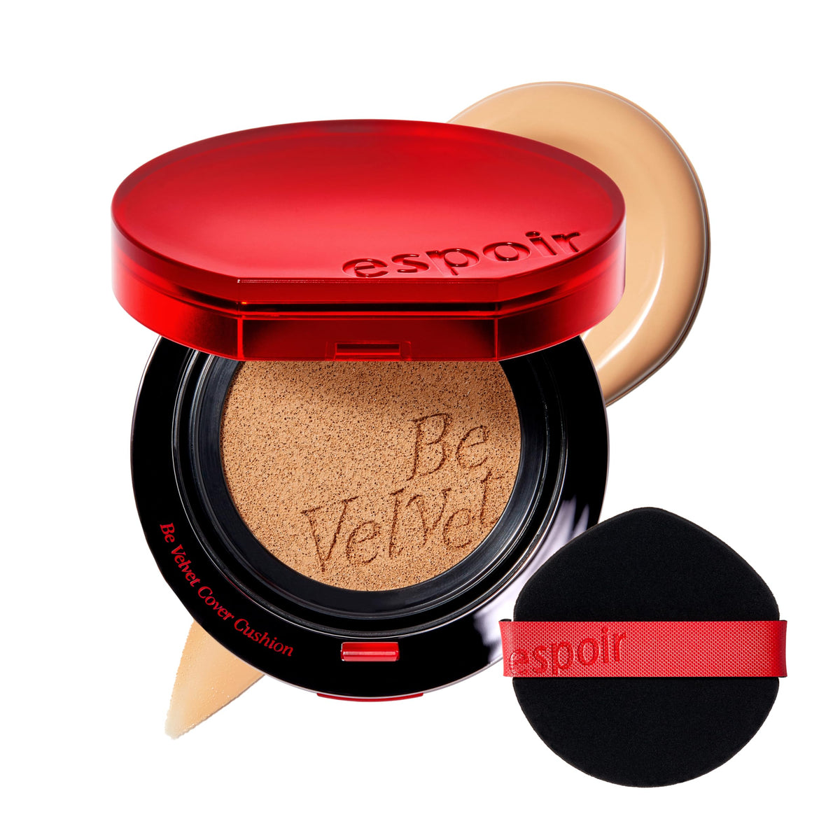 Espoir compact front view showing sleek packaging and shade label for easy selection