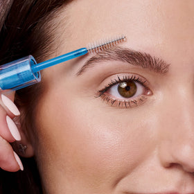 Essence brow application photo showing groomed brows and natural hold