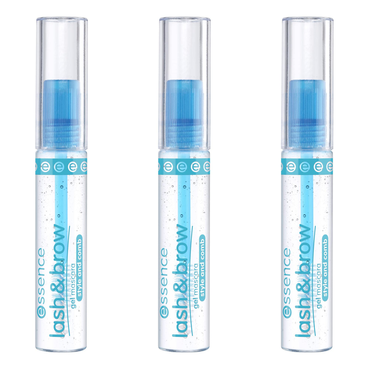 Essence clear brow gel spoolie closeup demonstrating precise, even application