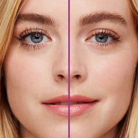essence before and after lashes illustrating dramatic false-lash volume benefit