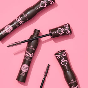 essence mascara next to hand for scale and travel-friendly size