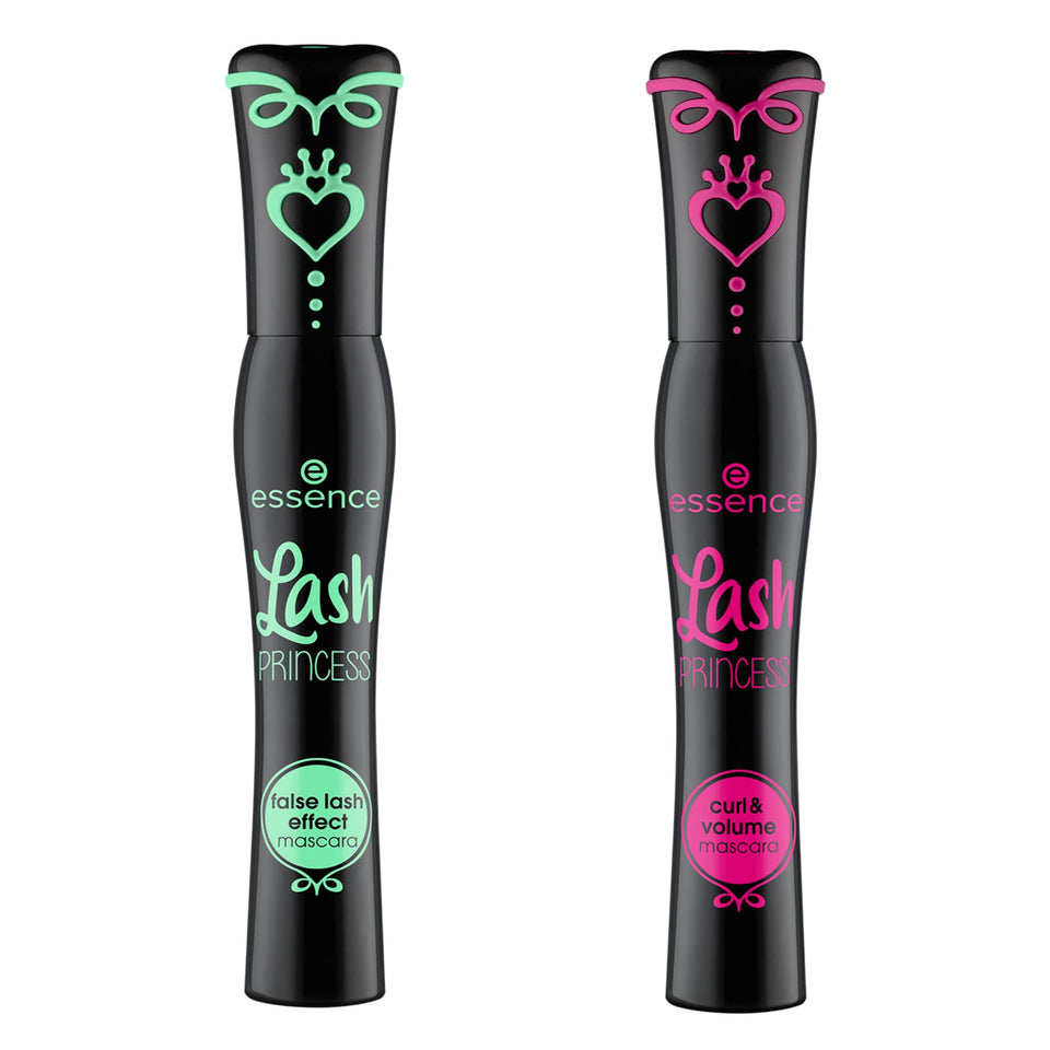 Essence Cosmetics bundle front packaging showing both mascaras and benefits