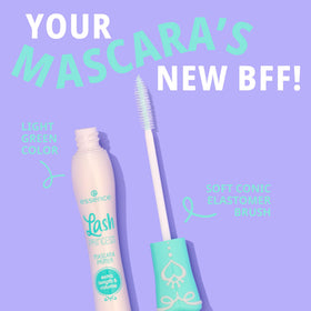 Essence Cosmetics Curl & Volume wand showing curved brush for lift and thicker appearance