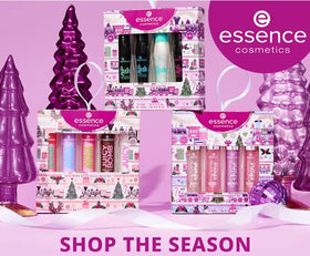Essence Cosmetics kit beside a lipstick and compact to show travel-friendly size comparison