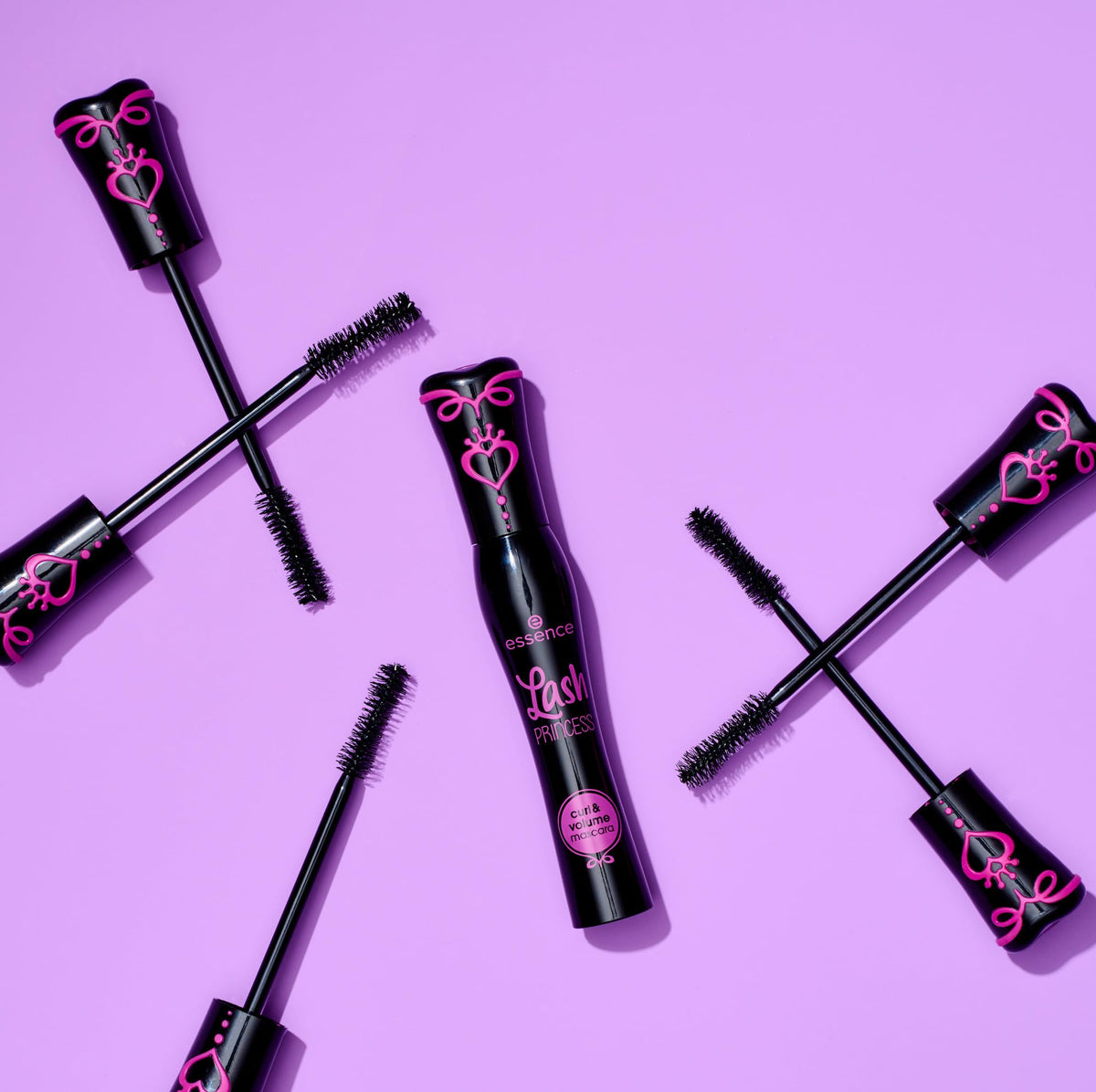 Essence Cosmetics styled in a makeup bag for travel-ready dramatic lash looks