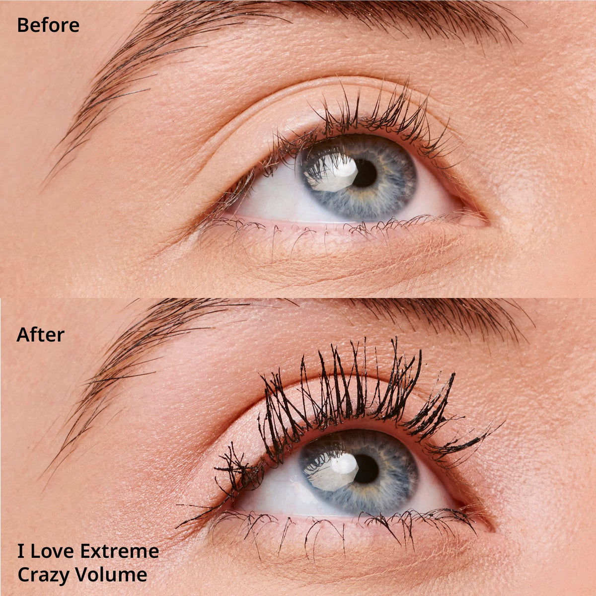 essence mascara being applied on lashes creating visible lift and separation