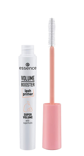Essence Cosmetics front packaging showing white primer and branding for volume