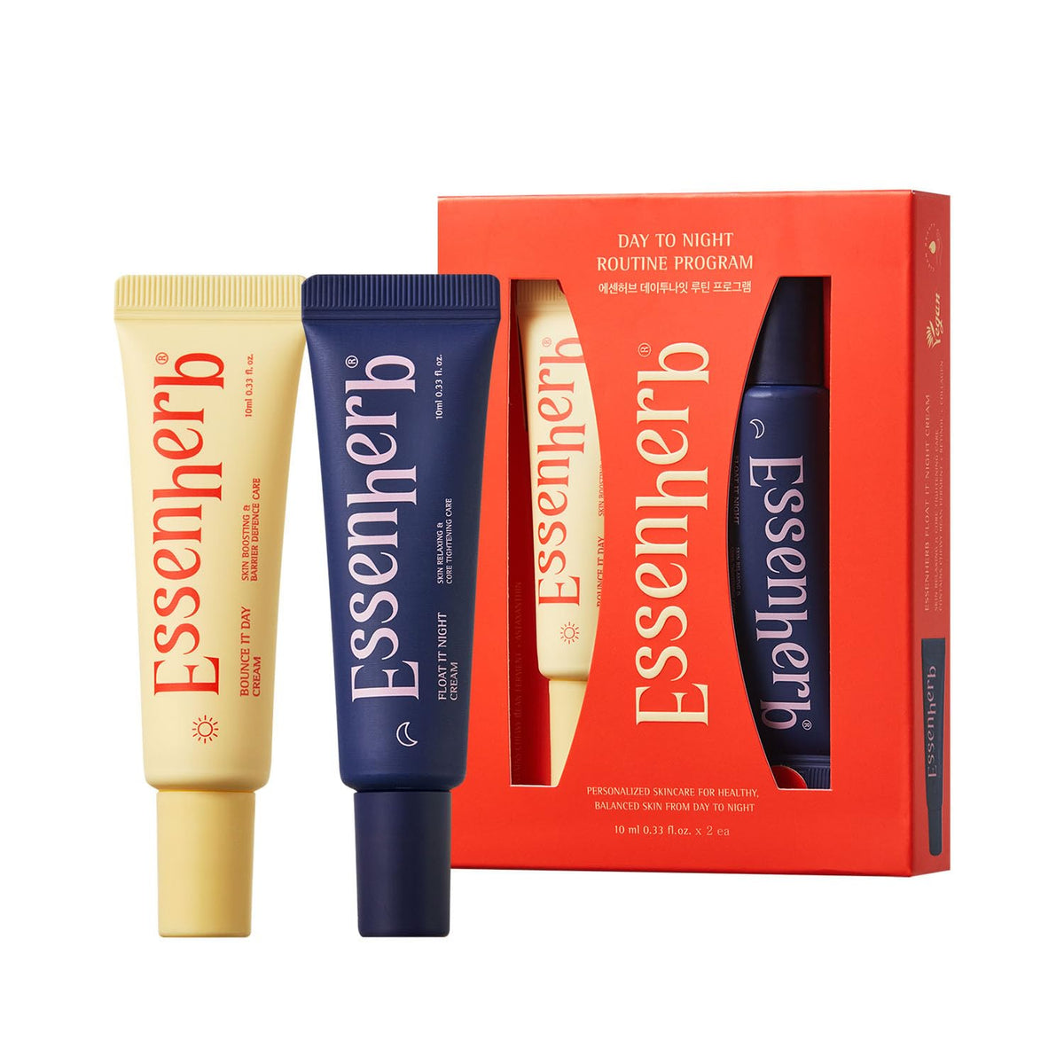 ESSENHERB mini front packaging showing both creams and travel convenience