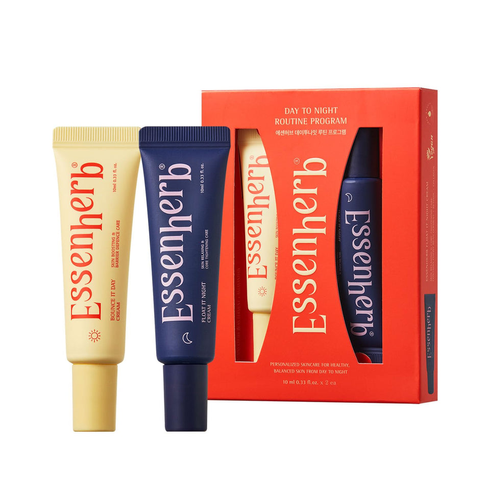 ESSENHERB mini front packaging showing both creams and travel convenience