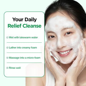 ESSENHERB in bathroom routine scene showing calm post-cleanse skin