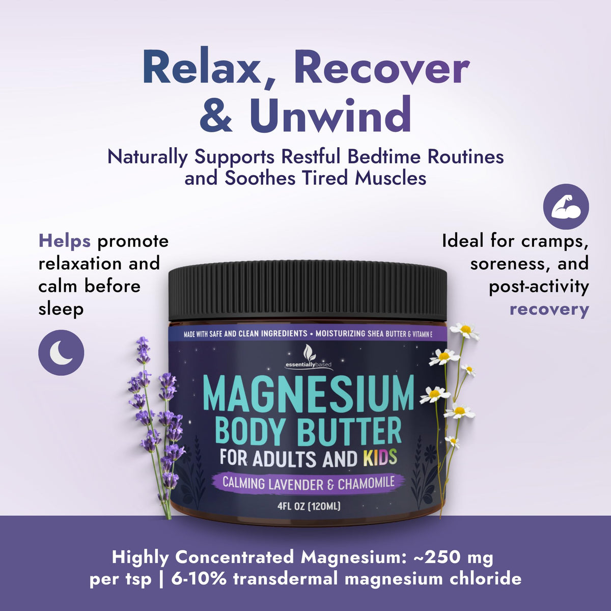 Essentially Based open jar texture view showing creamy magnesium butter for smooth absorption