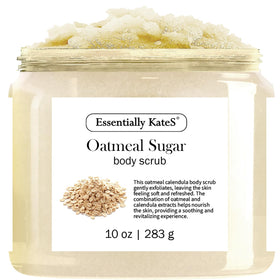 Essentially KateS front packaging showing gentle oatmeal sugar scrub for calm skin