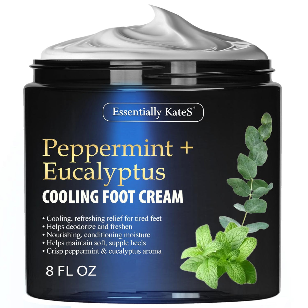 Essentially KateS front tube showing label and cooling foot cream benefit