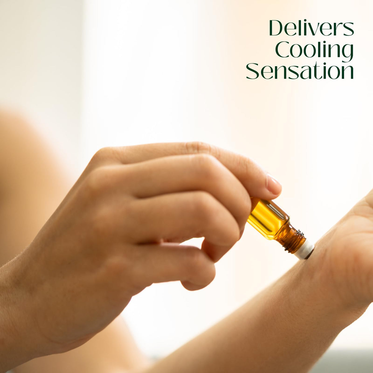 Essentially KateS peppermint oil close-up drops showing clear texture and purity benefit