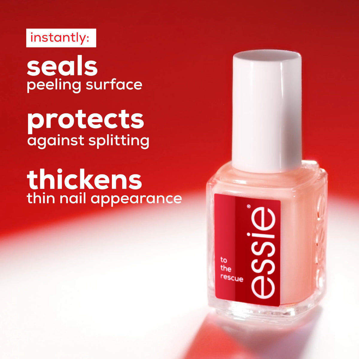 essie applying treatment on a natural nail for visible smoothing benefit