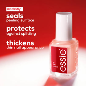 essie applying treatment on a natural nail for visible smoothing benefit