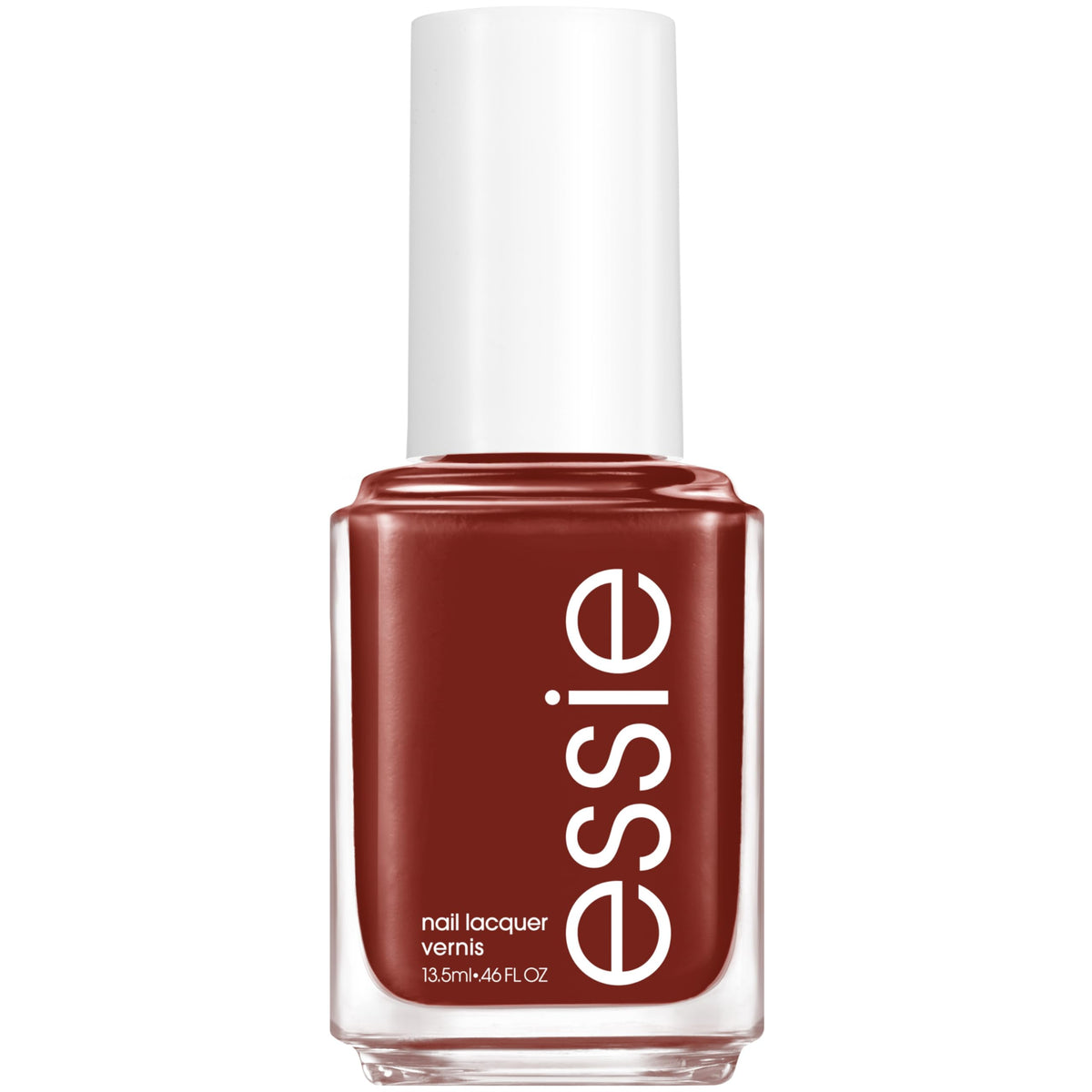 essie Bed Rock & Roll front bottle showing deep red-brown shade and glossy look