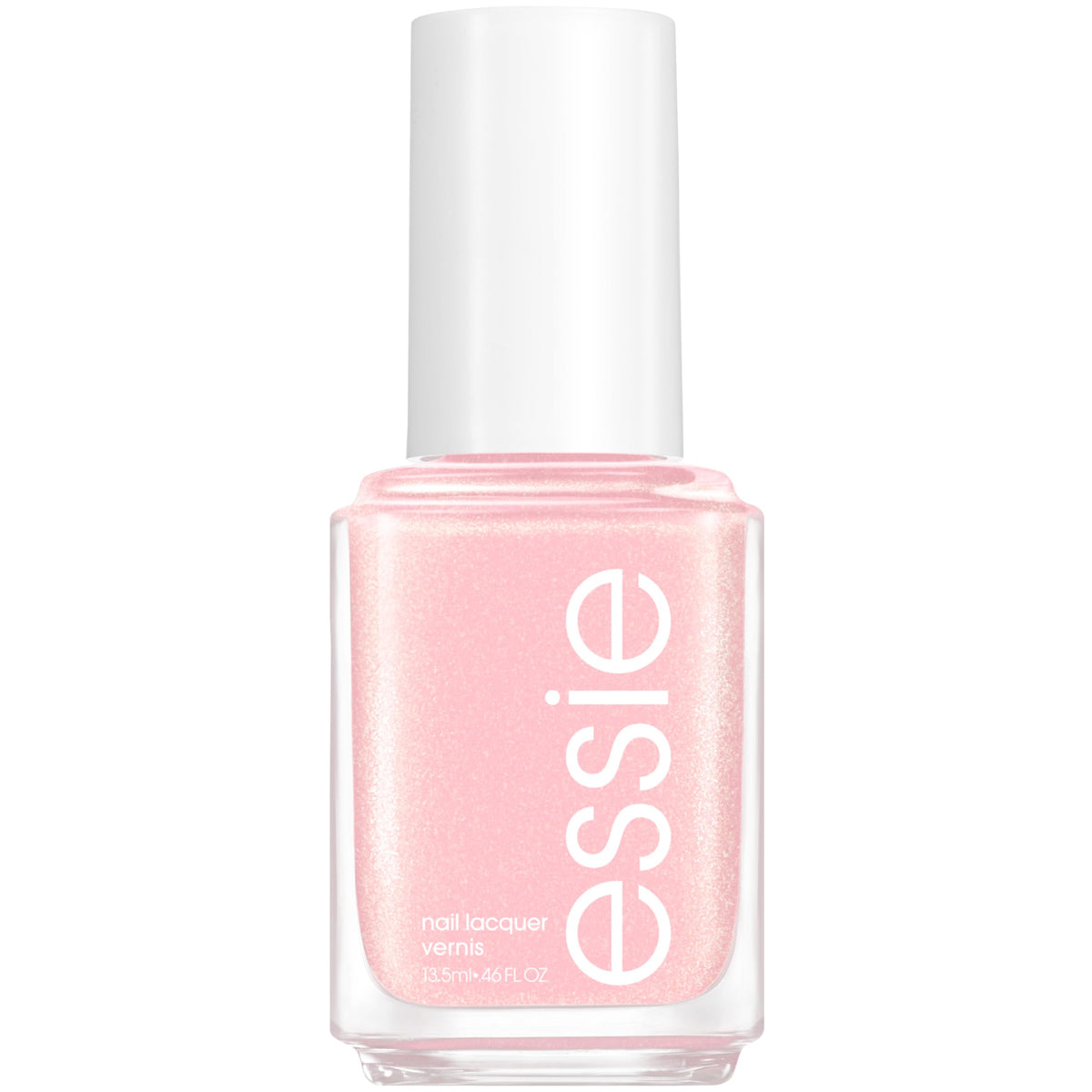 essie bottle front view showing iridescent sheer pink and glossy shine