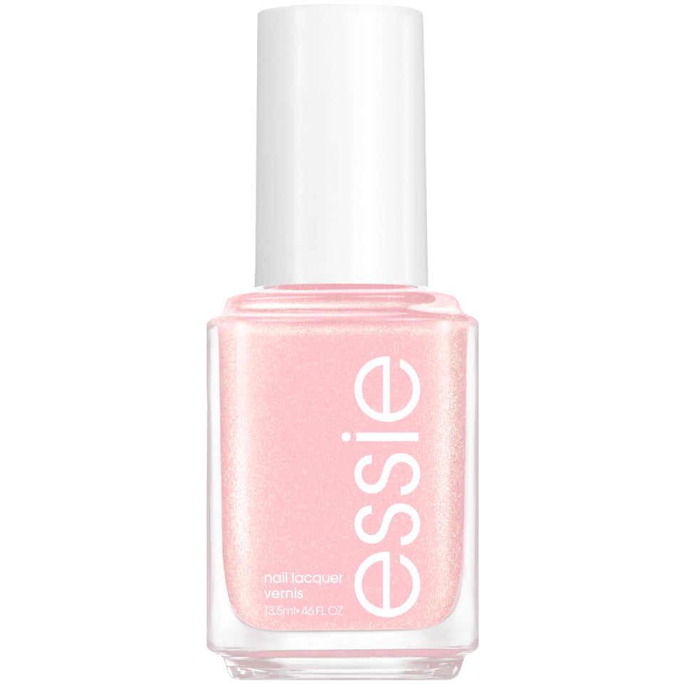 essie bottle front view showing iridescent sheer pink and glossy shine