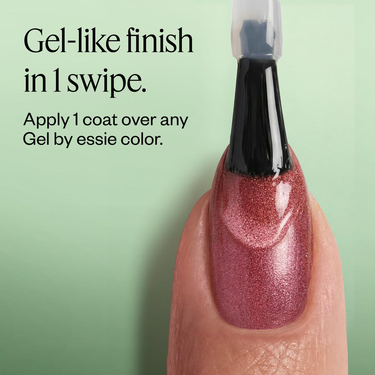 lifestyle shot of finished manicure with essie blushed metal, elevates everyday outfits