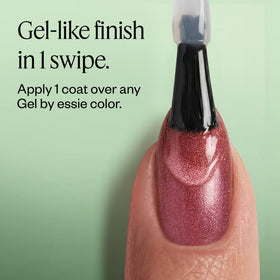 lifestyle shot of finished manicure with essie blushed metal, elevates everyday outfits