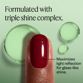 essie blushed metal swatch on manicured nails, delivers multidimensional violet-red shine