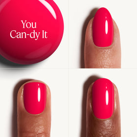essie bottle closeup displaying glossy formula and rich rosy-pink pigment for shine