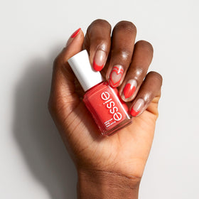 essie bottle label detail focused on brand and vegan 8-free formula clarity