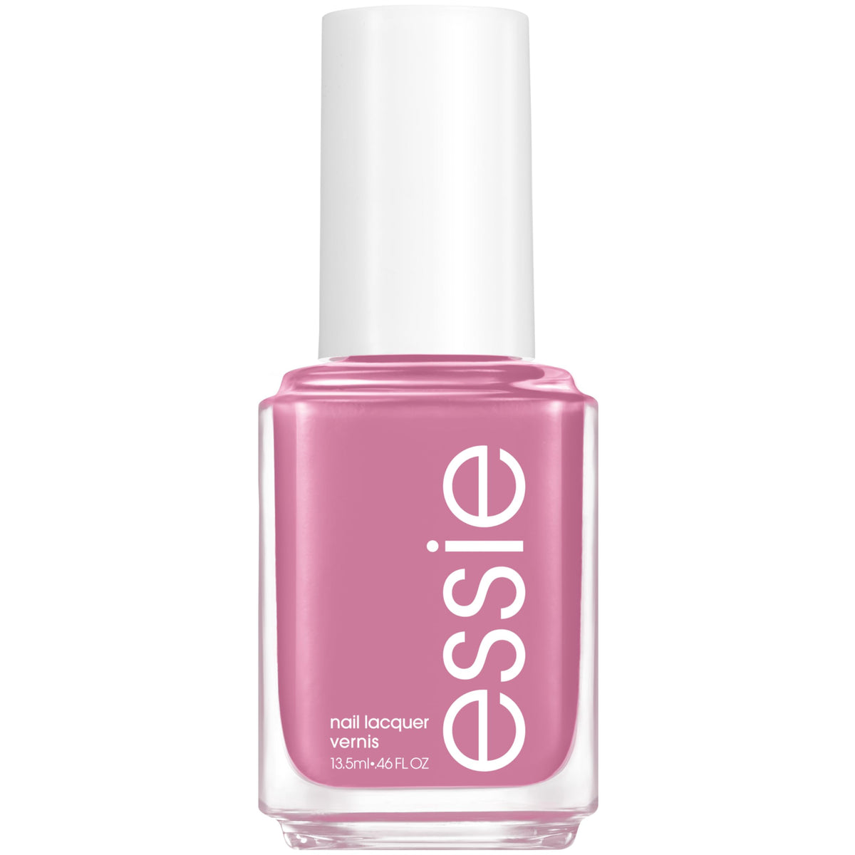 essie bottle front view showing purple shade and glossy finish benefit