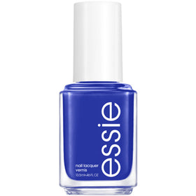 essie bottle front view showing bright blue color and label, vibrant finish benefit