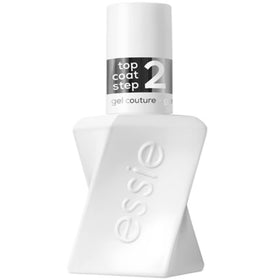 essie clear top coat front bottle showing label and glossy finish benefit