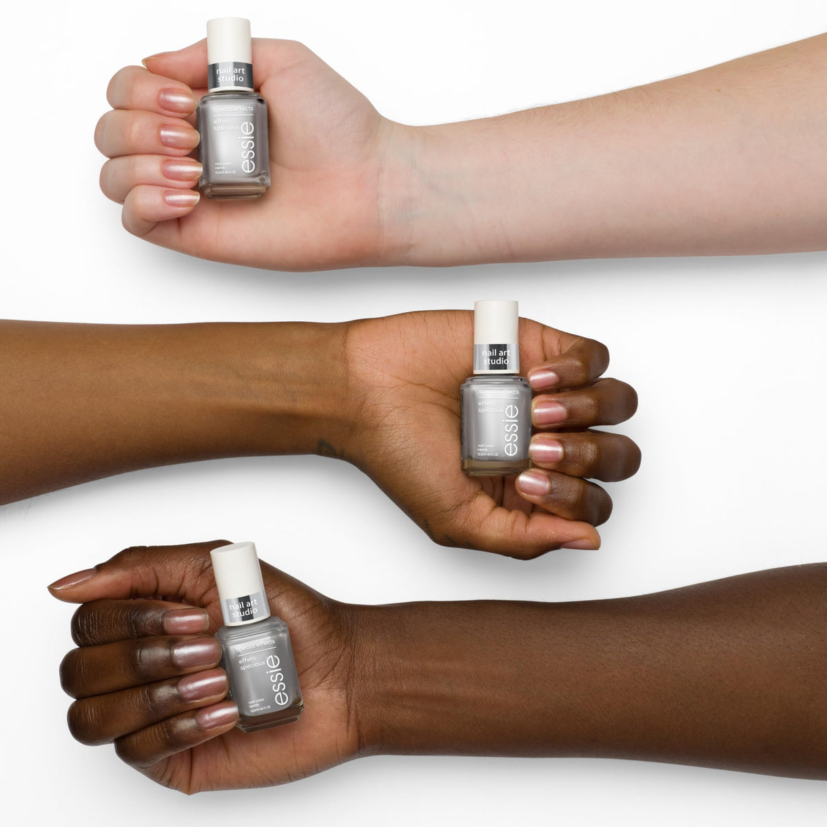 essie layered over dark polish showing intensified mirror chrome effect