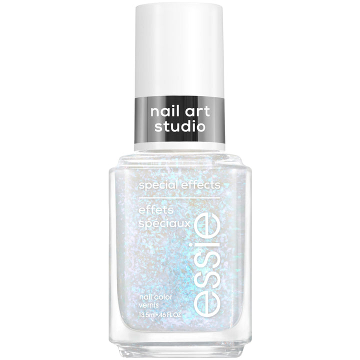 essie bottle front view showing blue pearl finish and brand clarity