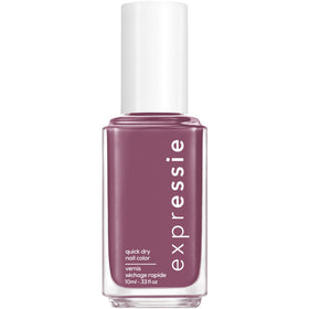essie expressie front bottle showing purple mauve shade and quick-dry benefit