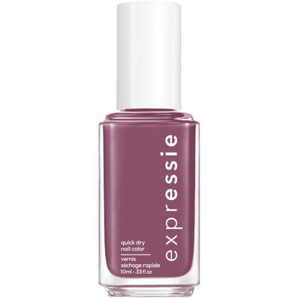 essie expressie front bottle showing purple mauve shade and quick-dry benefit