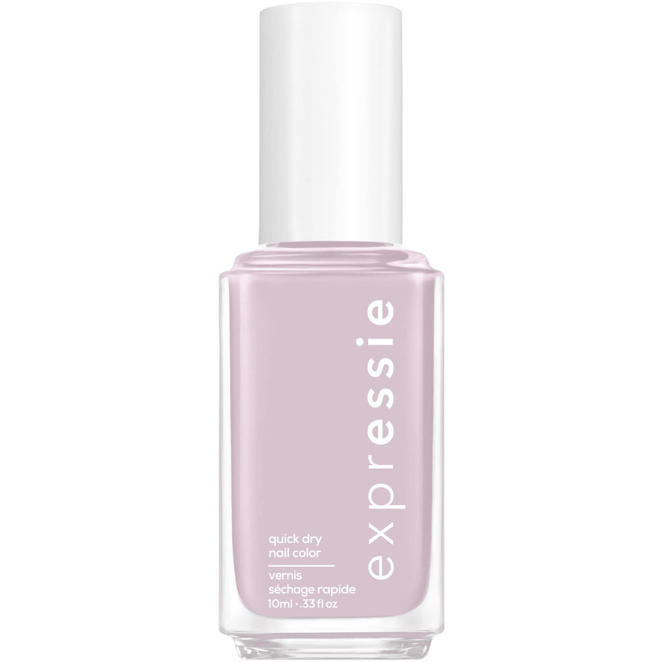 essie bottle front view showing gray polish and compact size for quick touch-ups