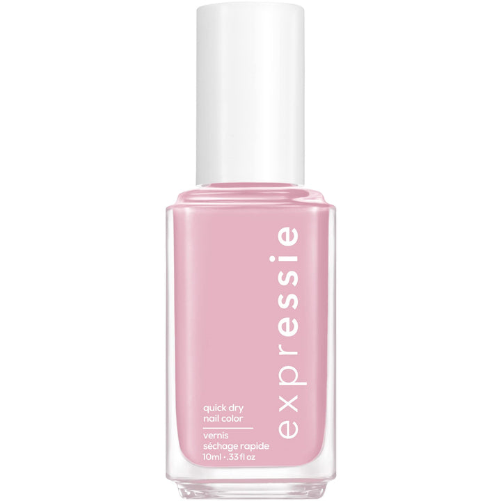 essie bottle front view showing lilac color and compact size for convenience