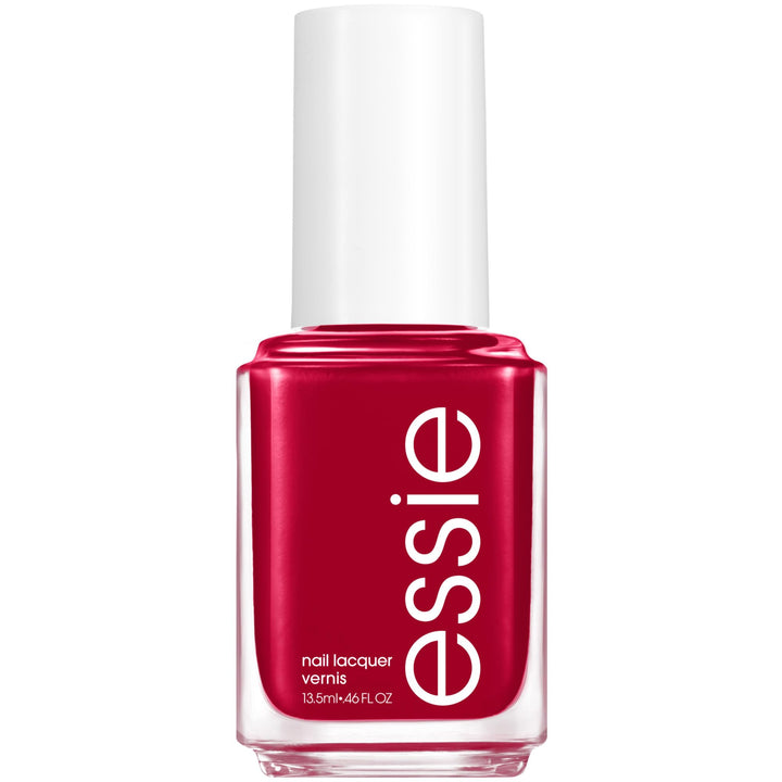 essie bottle front view showing tango red glossy finish and clean label