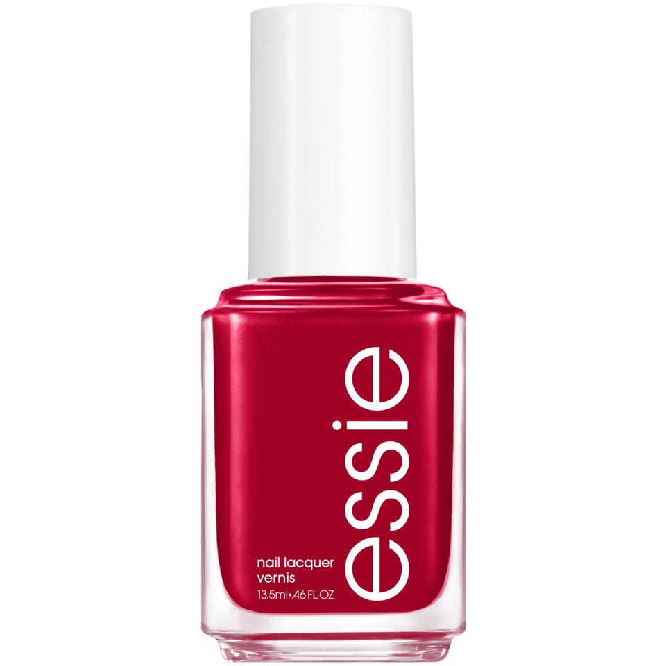 essie bottle front view showing tango red glossy finish and clean label