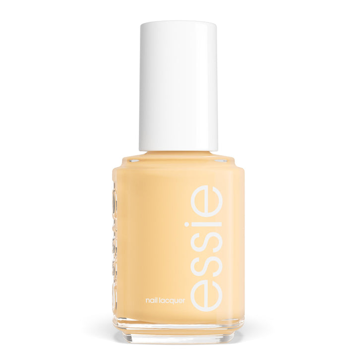 essie front bottle Unsalted showing creamy pale yellow polish and glossy finish benefit