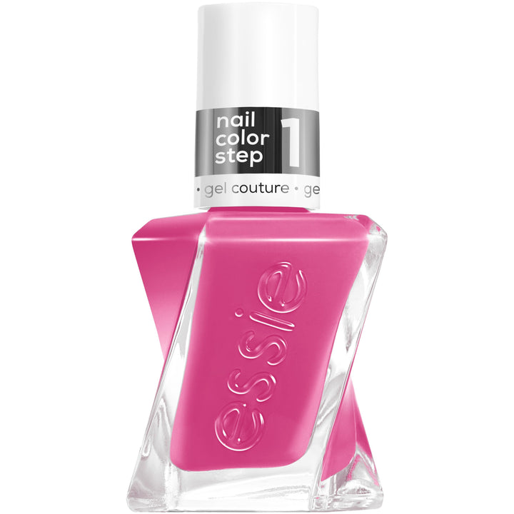 essie bottle front packaging showing bright orchid pink shade and label benefits