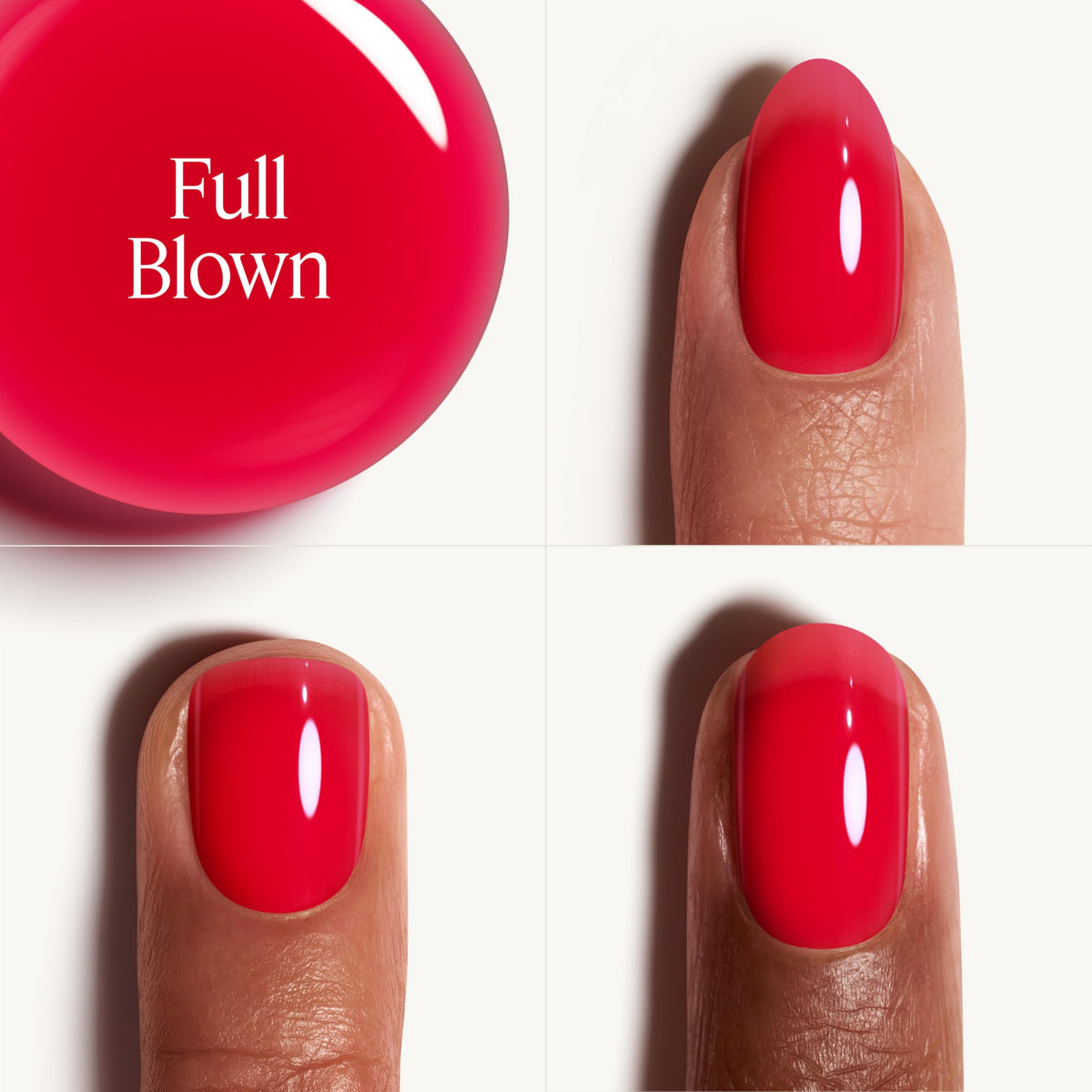 essie close-up swatch of Full Blown highlighting glassy sheen benefit