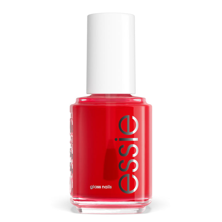 essie bottle front view showing translucent magenta color and glossy benefit